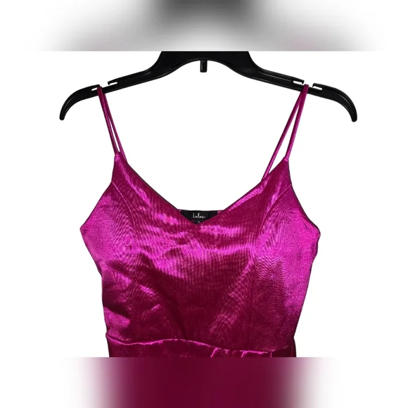 Lulus Magenta Pink Satin Mini Dress,.Size Medium - Picture 4 of 11